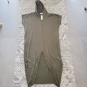 Three Bird Nest Comfy Maxi Dress w/hood Womens Olive Green Travel Beach SZ L